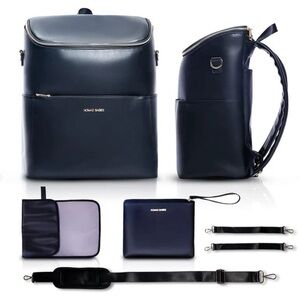 Nomad Babies Vegan Leather Diaper Bag Backpack Bundle for Moms and Dads